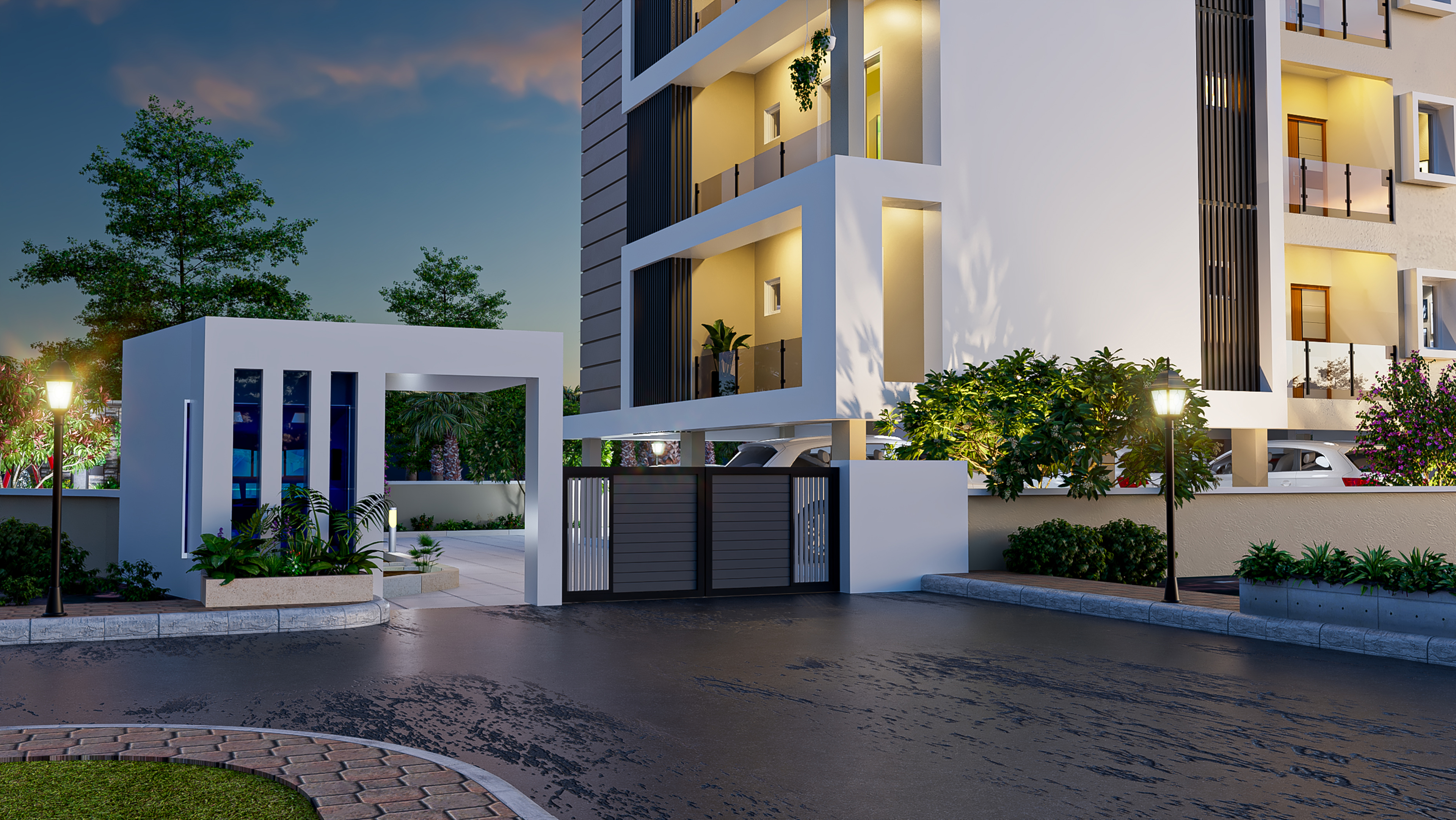 Building Main Entrance with Security